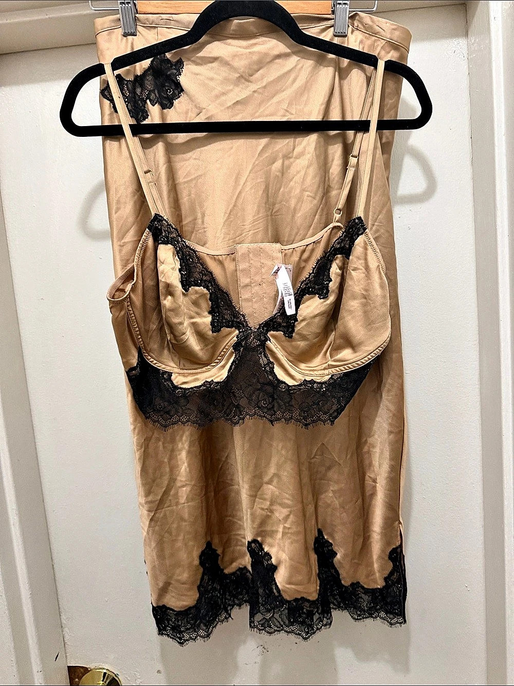 Victoria's Secret Dream Angels Satin Lace-Trim Skirt Brown